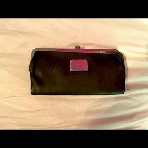 Black Kenneth Cole double frame wallet clutch organizer